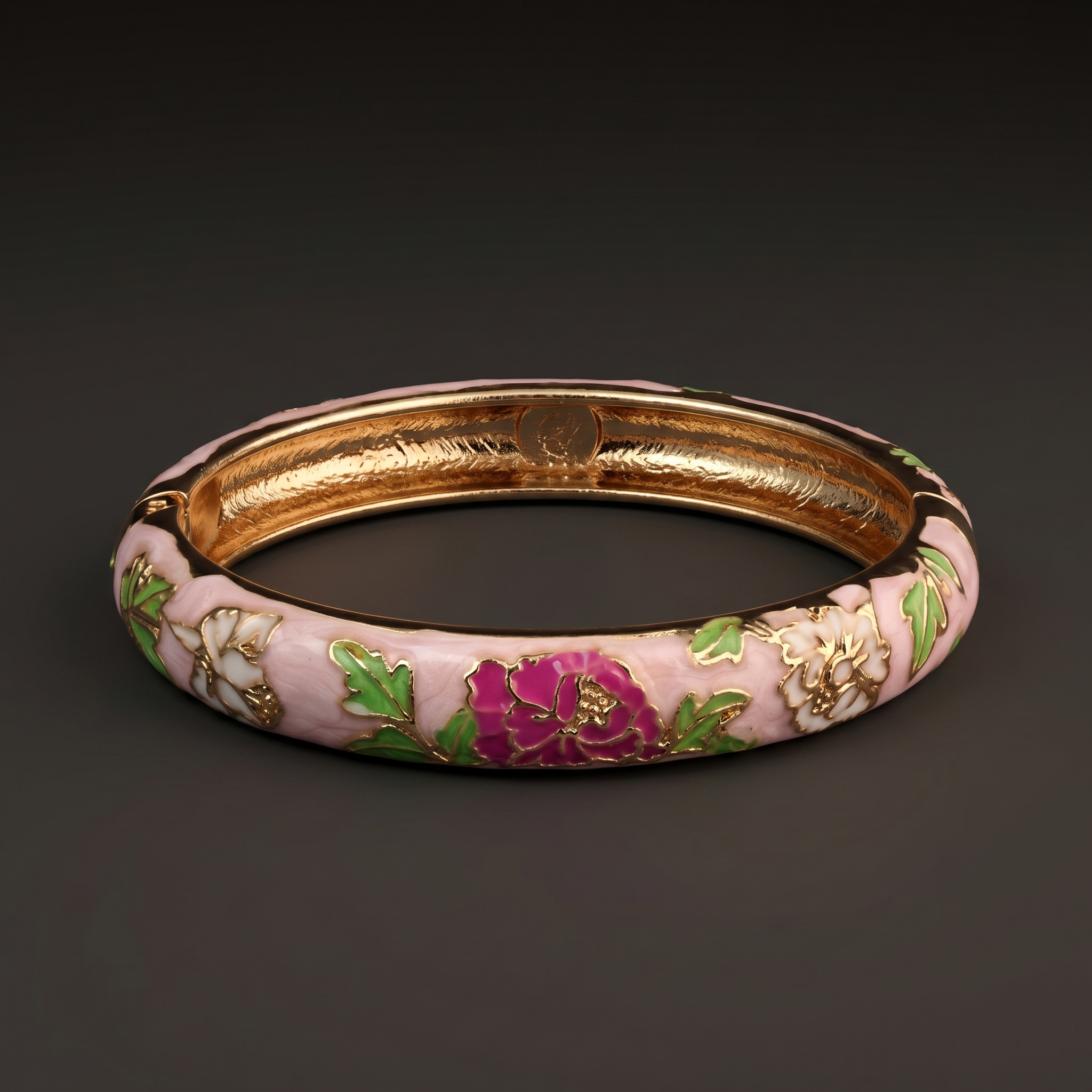 Rose Pattern Enamel/Meenakari Bracelet alternate angle - Avalna